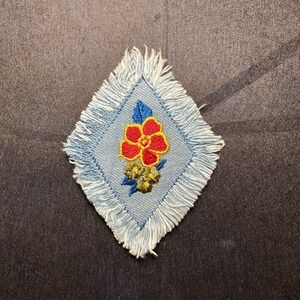 Diamond Floral Denim Patch – Red and‎ Yellow Embroidered Applique